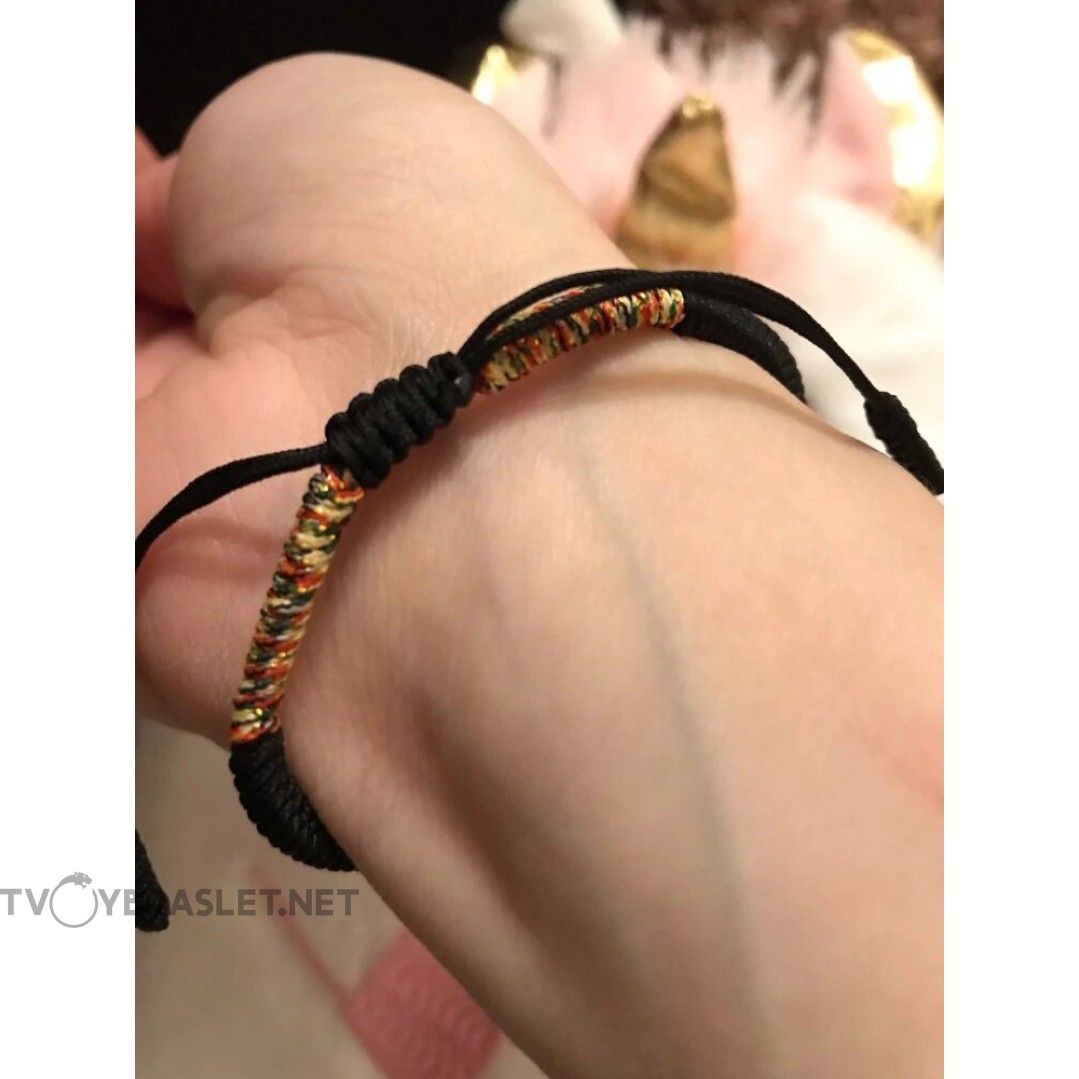 Тибетский браслет черный с цветным плетением Твой Браслет TBT01