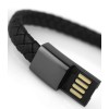 Браслет USB-кабель кожаный черный lightning Твой Браслет USB-103